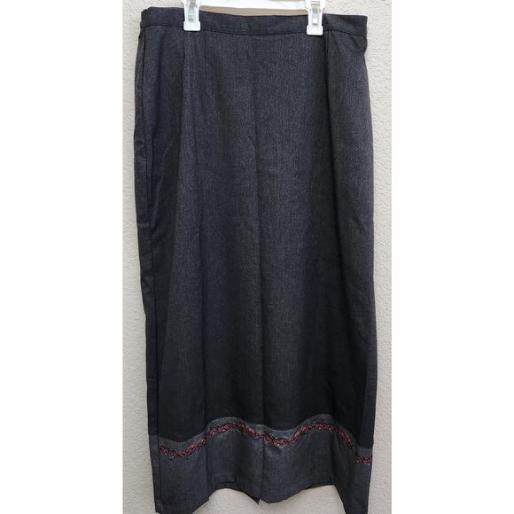 Sun River Clothing Co Gray Charcoal Embroidered Pencil Skirt Large Lightweight - Picture 1 of 5